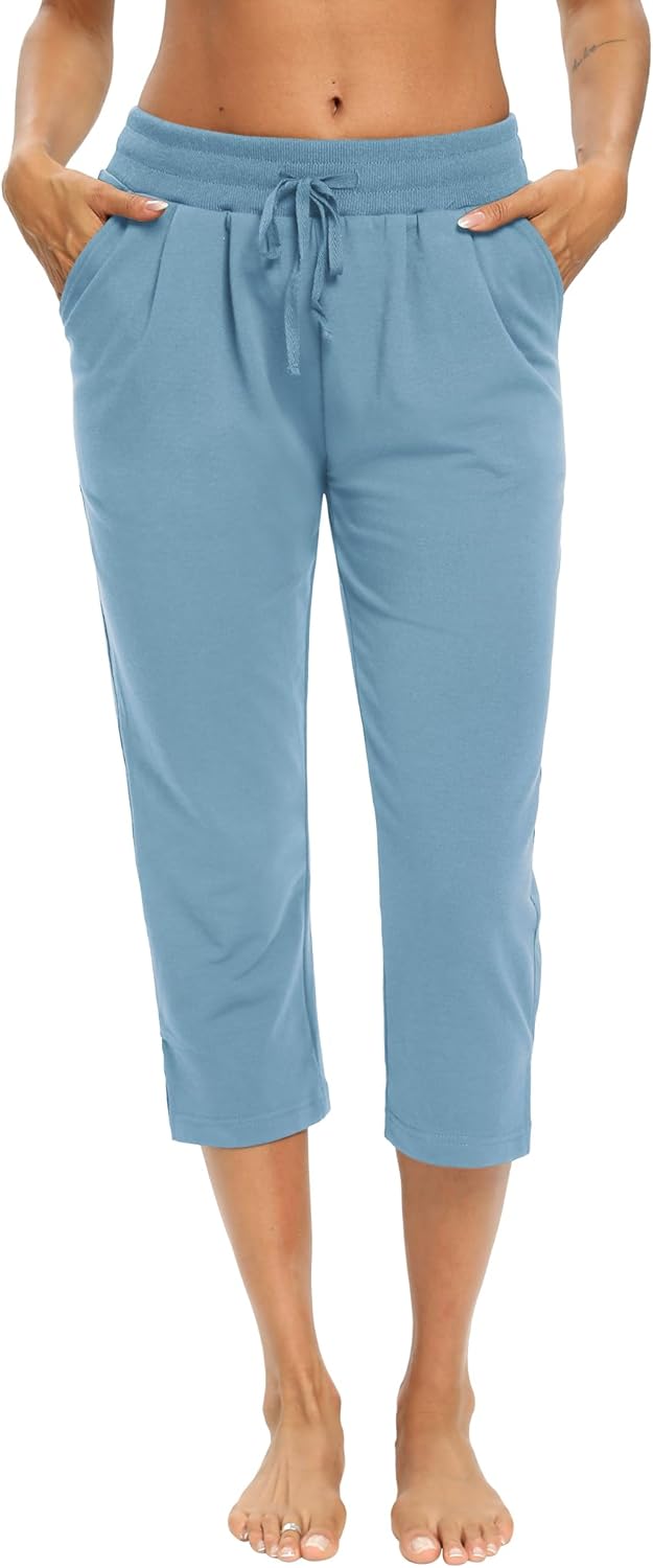 Capris for Women Casual Summer Wide Leg Crop Pants Loose Comfy Drawstring Yoga Jogger Capri Pants with Pockets - Image 2