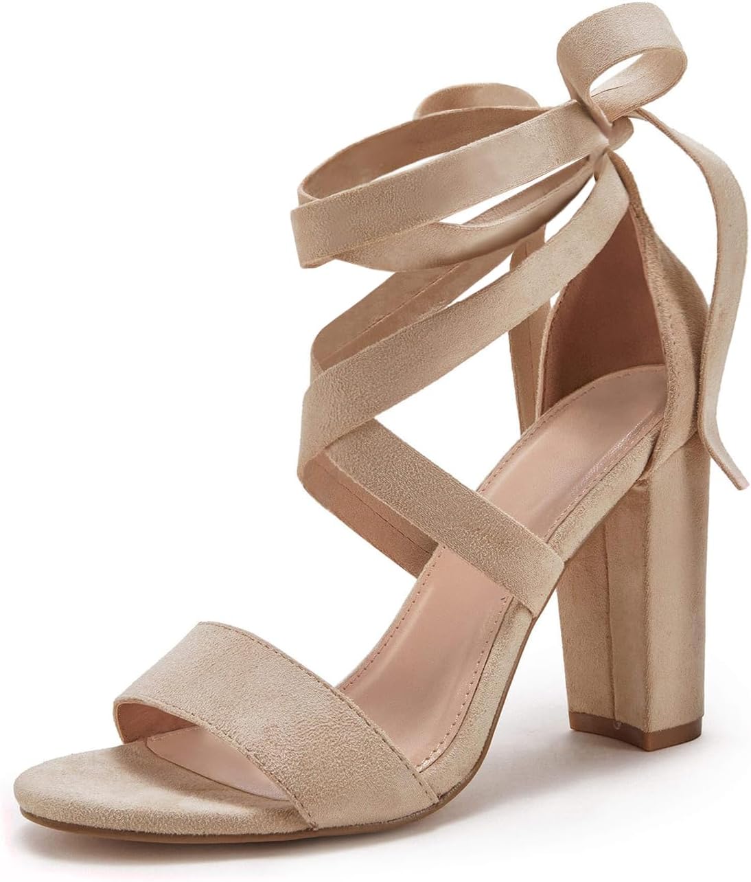 Women's Strappy Heels Lace up High Heeled Sandals Chunky Block Ankle Tie Pumps Dress Party Shoes