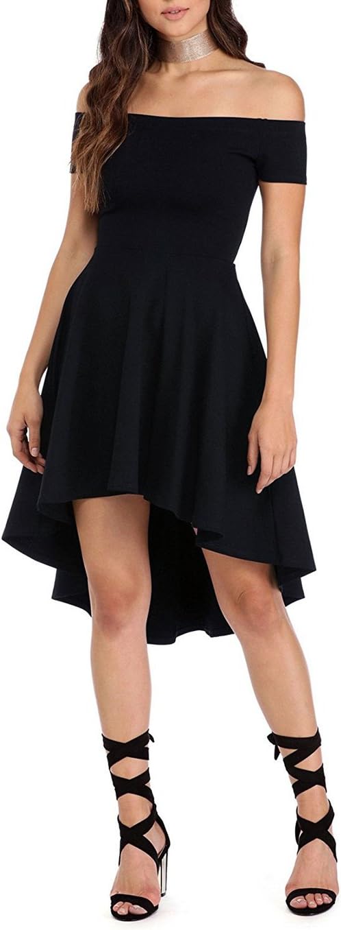 Women's Off The Shoulder Short High Low Cocktail Skater Dress - Image 2