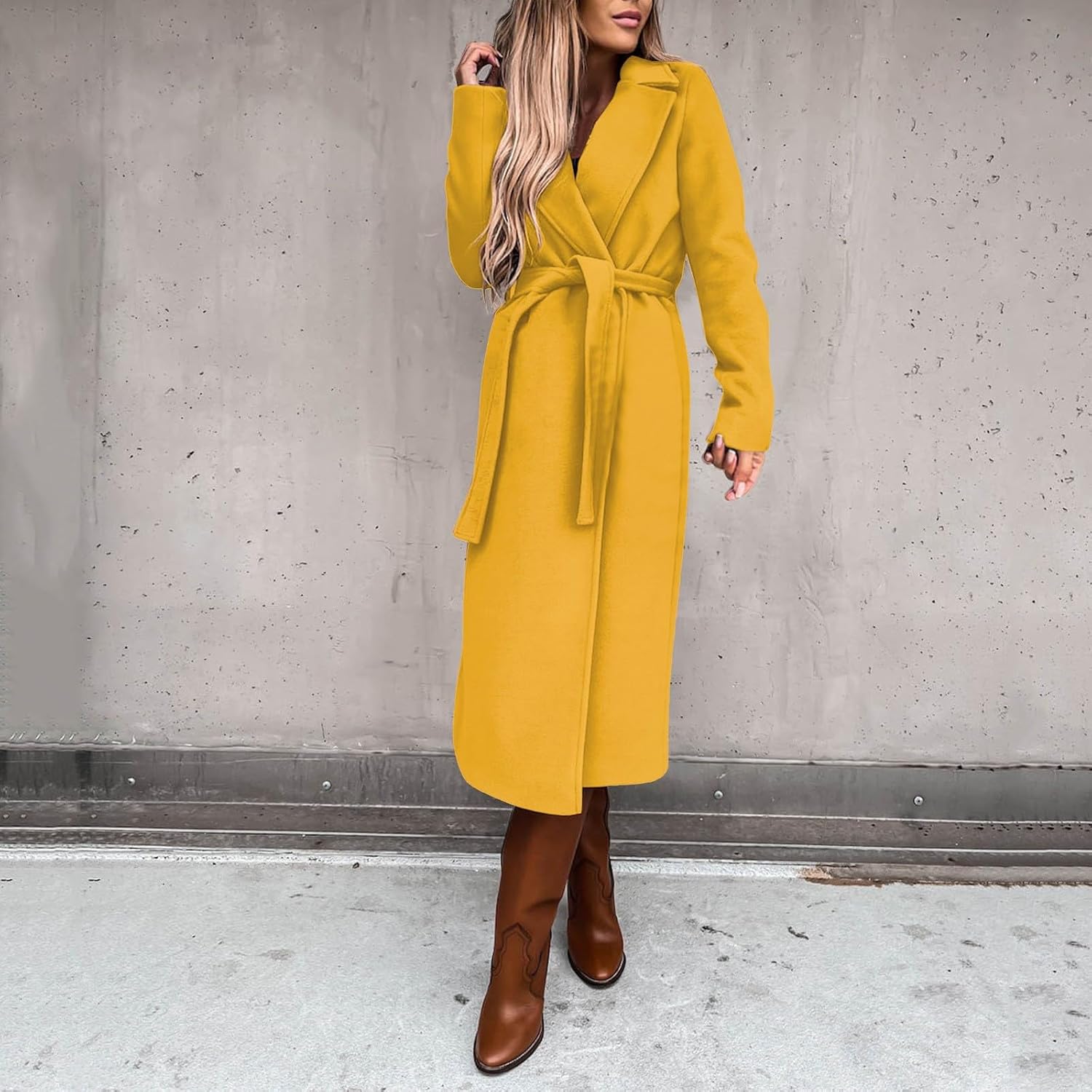 Long Trench Coats for Women Fashion Elegant Jacket Trench Coats Fall Winter Classic Lapel Windbreaker with Belt - Image 2