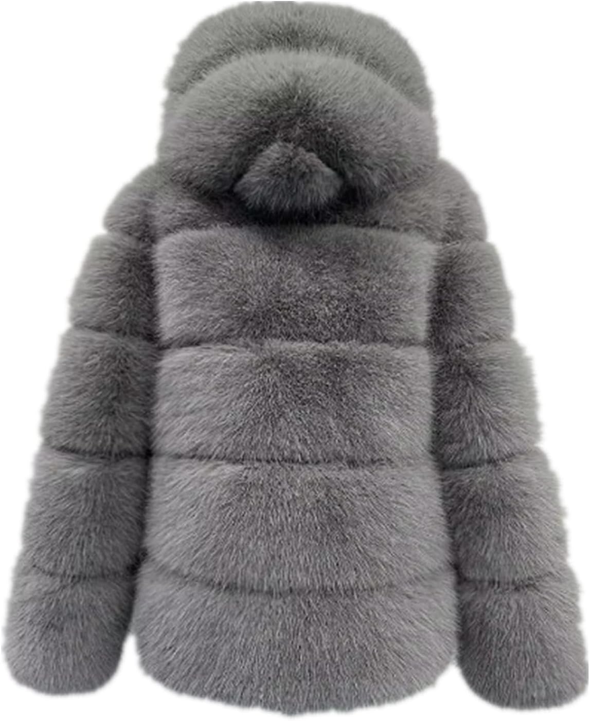 Women Winter Parka Coat Overcoat Long Sleeve Faux Fur Coat Jacket - Image 2