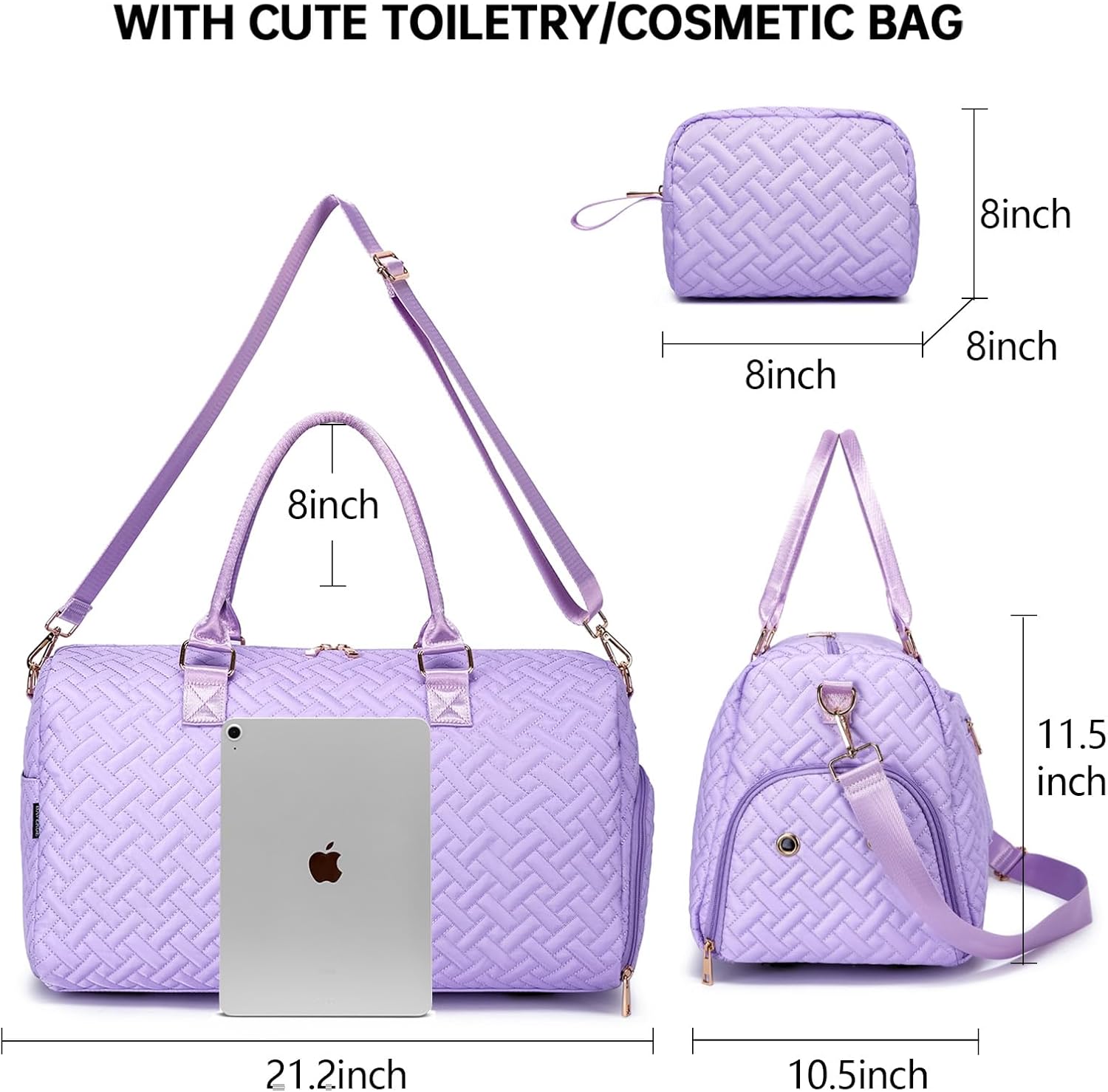 Duffle Bag for Travel, Weekender Bag with Shoe Compartment, Carry On Overnight Bag for Women with Toiletry Bag, 50L Gym Bag with Wet Pocket, Hospital Bags for Labor and Delivery - Image 2