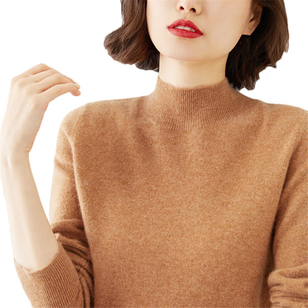Women Sweater Mock Neck Stretch Bottoming Shirt Solid Female Knitted Pullovers Cashmere Sweater - Image 2