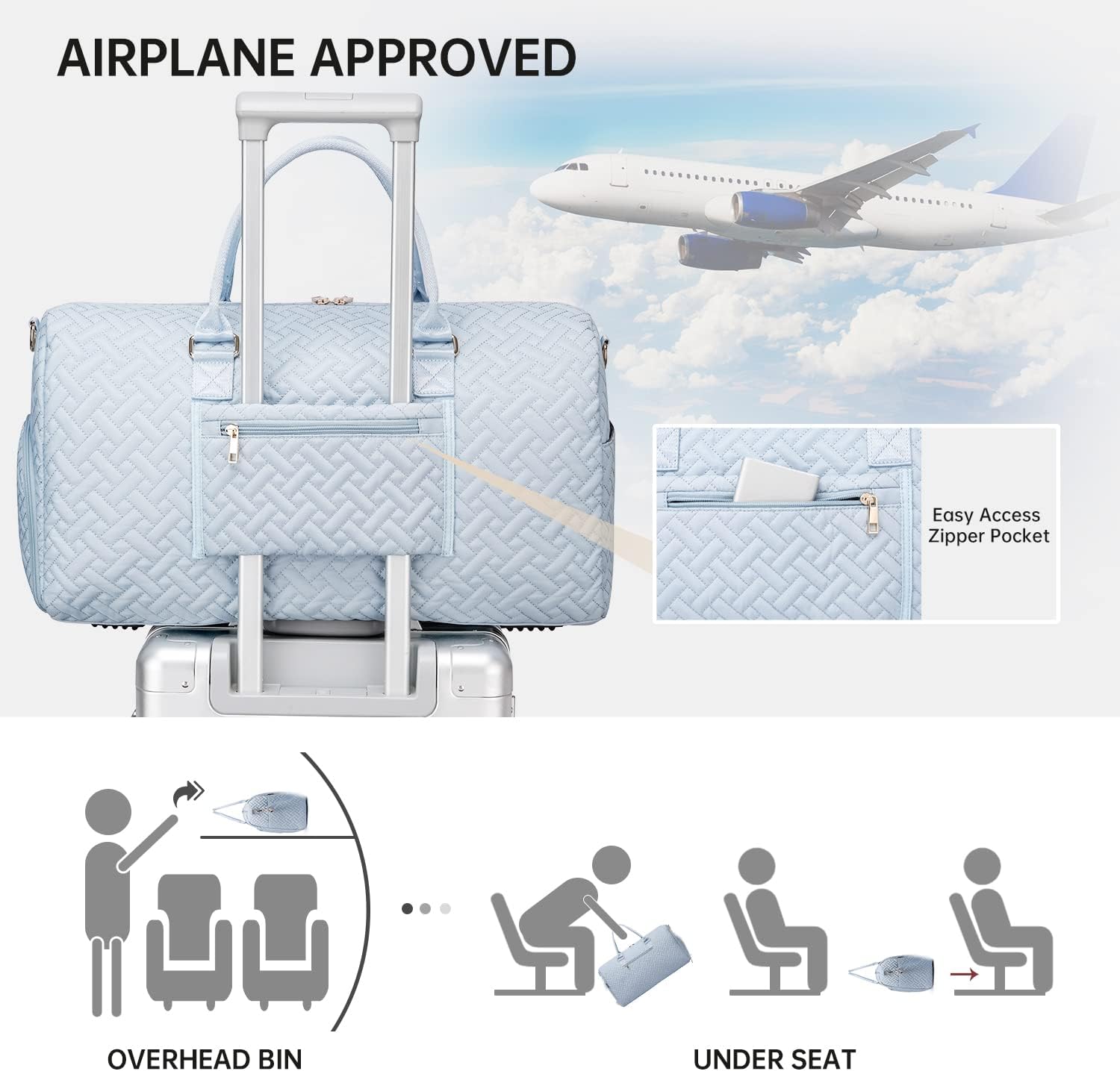 Duffle Bag for Travel, Weekender Bag with Shoe Compartment, Carry On Overnight Bag for Women with Toiletry Bag, 50L Gym Bag with Wet Pocket, Hospital Bags for Labor and Delivery - Image 2