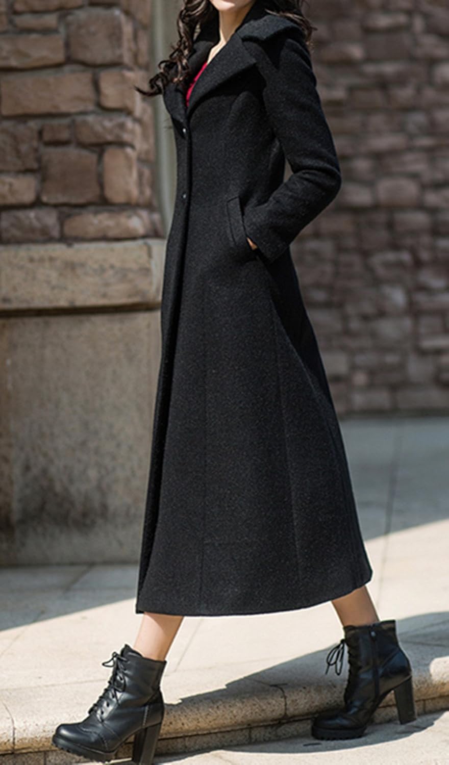 Women's fashion cashmere coat Long Trench Coat Woolen coat - Image 2