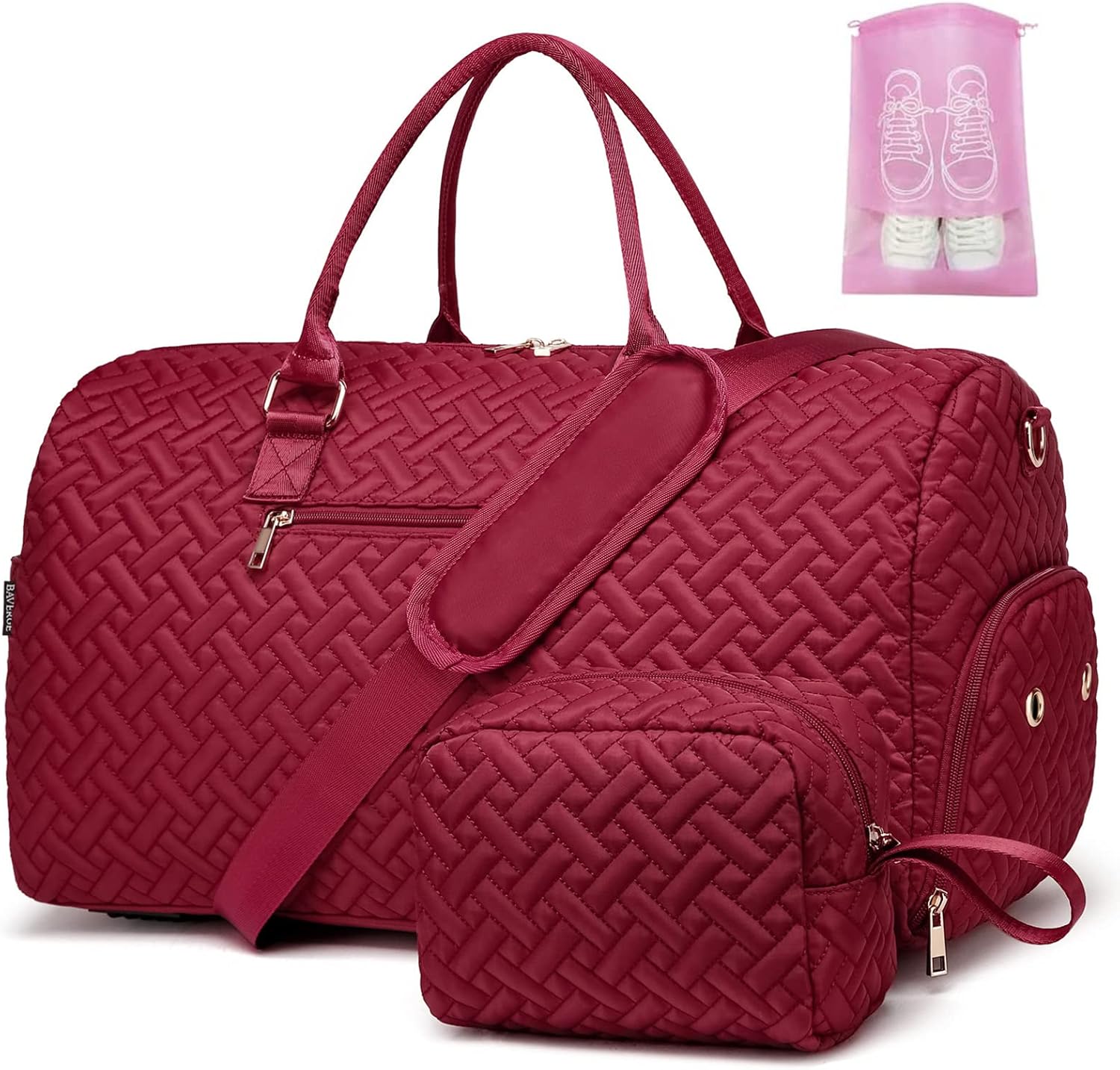 Duffle Bag for Travel, Weekender Bag with Shoe Compartment, Carry On Overnight Bag for Women with Toiletry Bag, 50L Gym Bag with Wet Pocket, Hospital Bags for Labor and Delivery