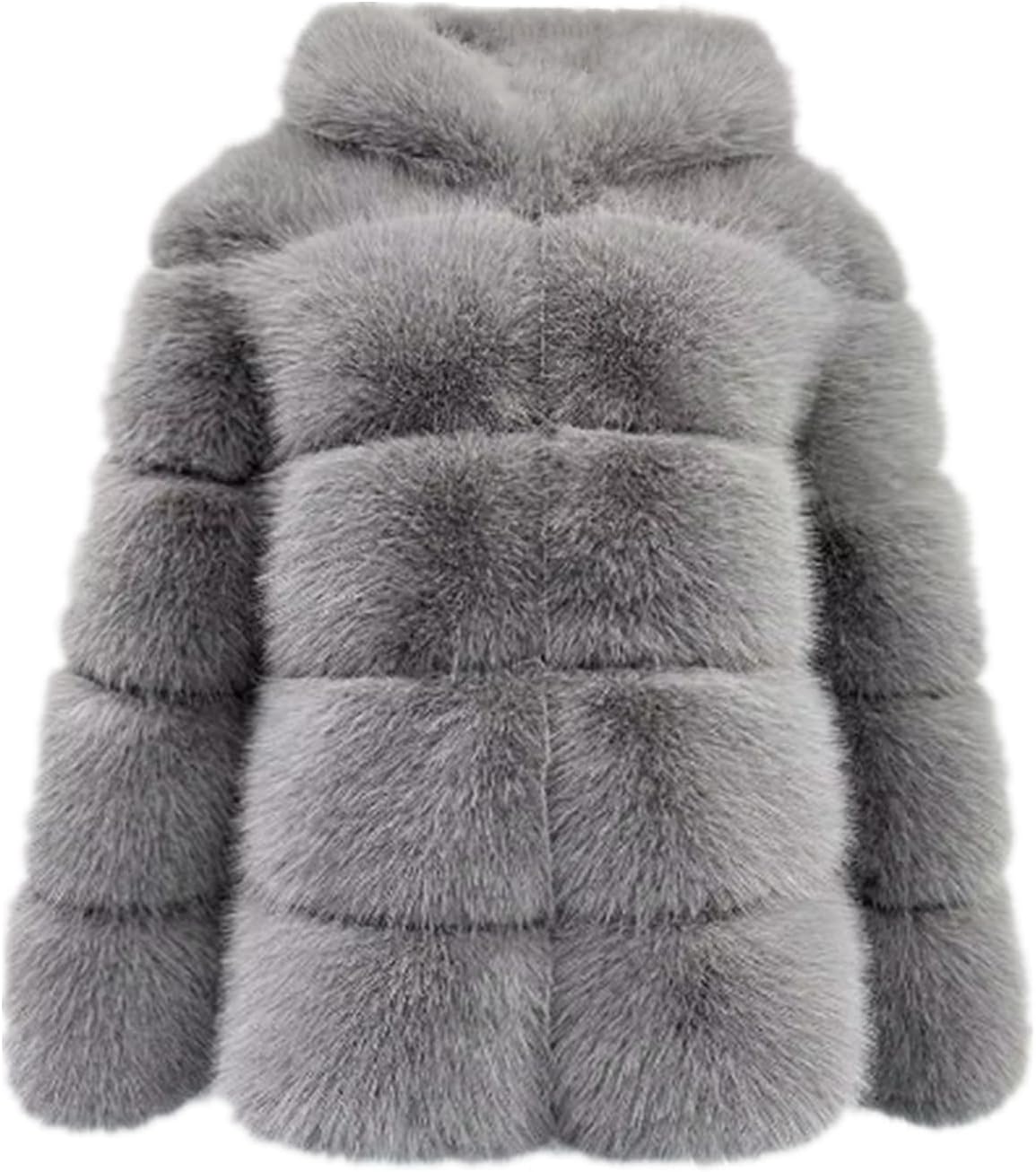 Women Winter Parka Coat Overcoat Long Sleeve Faux Fur Coat Jacket
