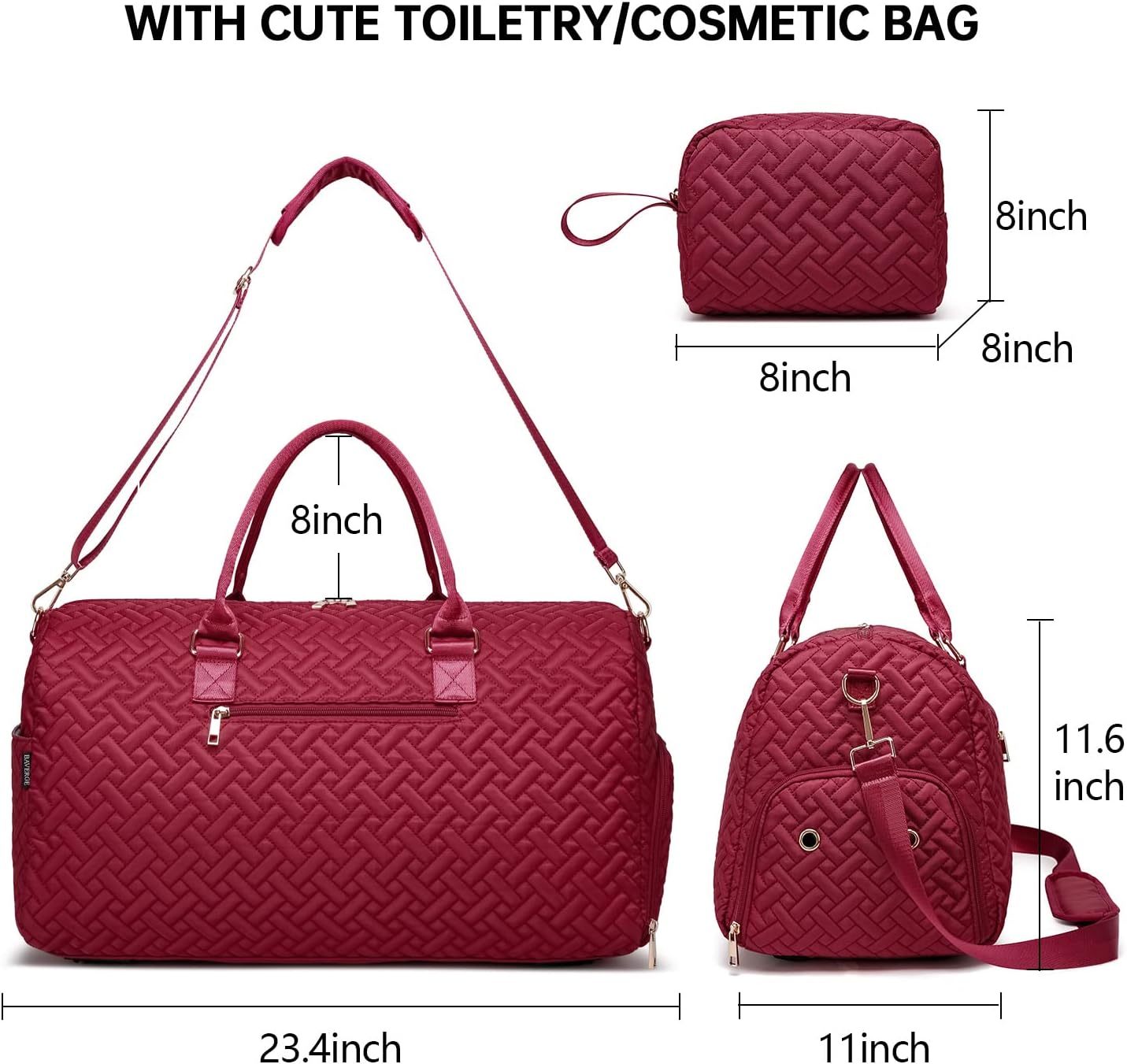 Duffle Bag for Travel, Weekender Bag with Shoe Compartment, Carry On Overnight Bag for Women with Toiletry Bag, 50L Gym Bag with Wet Pocket, Hospital Bags for Labor and Delivery - Image 2