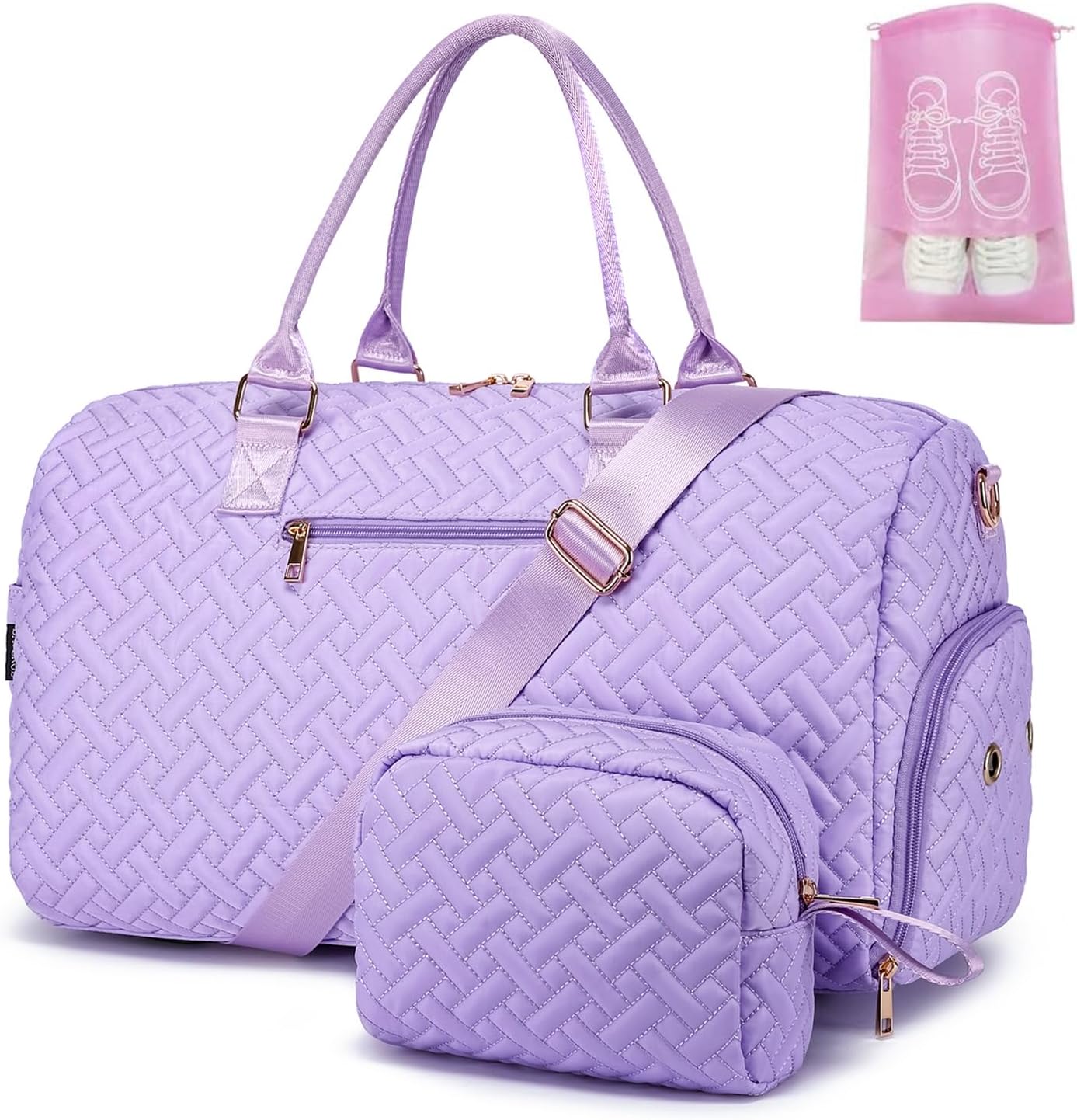 Duffle Bag for Travel, Weekender Bag with Shoe Compartment, Carry On Overnight Bag for Women with Toiletry Bag, 50L Gym Bag with Wet Pocket, Hospital Bags for Labor and Delivery