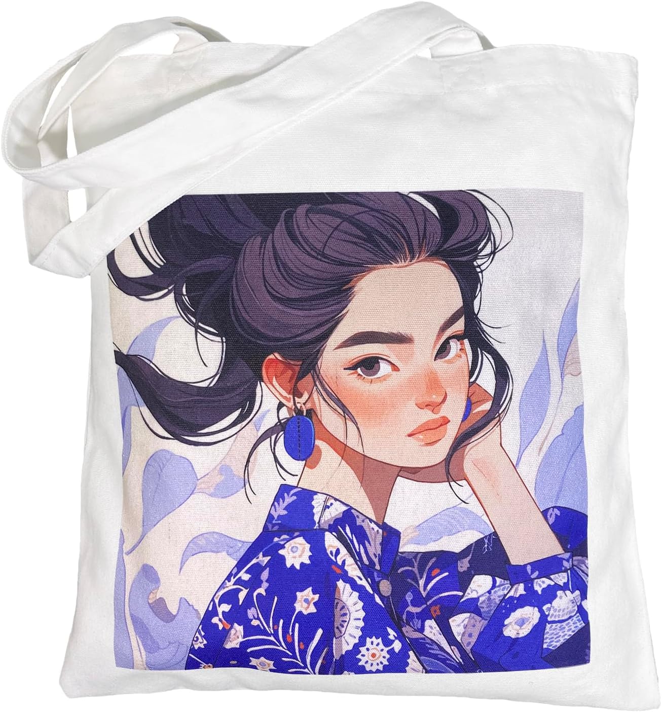 12 oz Canvas Tote Bag Aesthetic for Women Reusable Cotton Grocery Shopping Beach Gift Bag