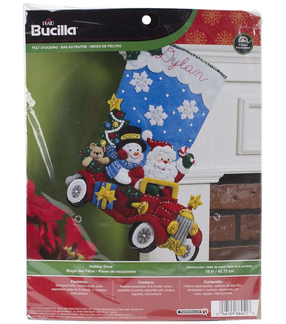 Bucilla 18 Holiday Drive Stocking Needle Felting Applique Kit